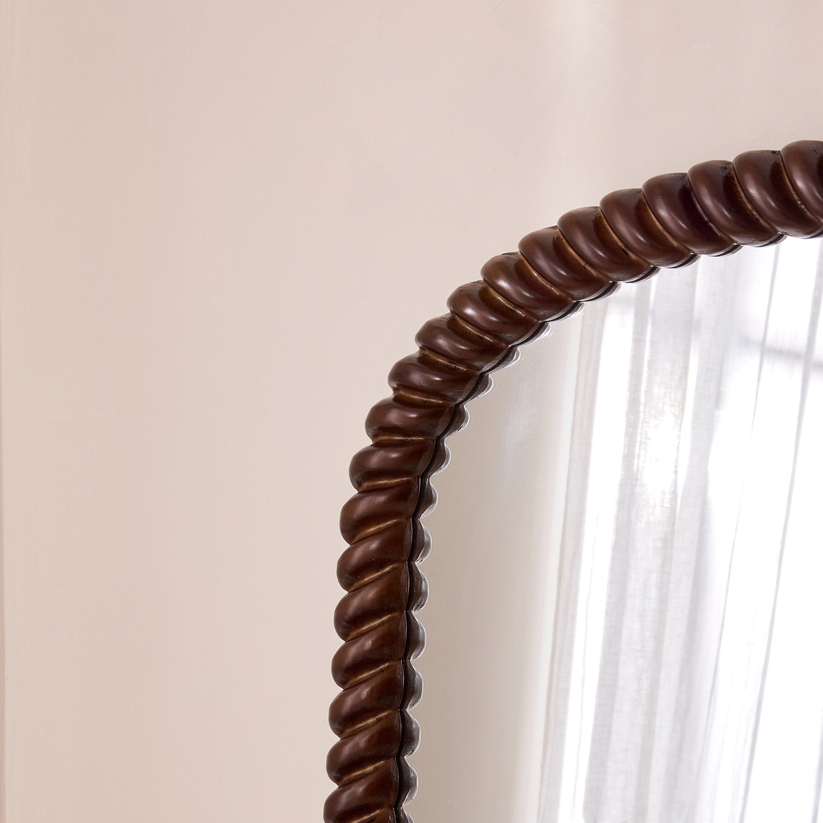 Cordelia - Dark Wood Rope Twist Full Length Arched Mirror 170cm x 80cm