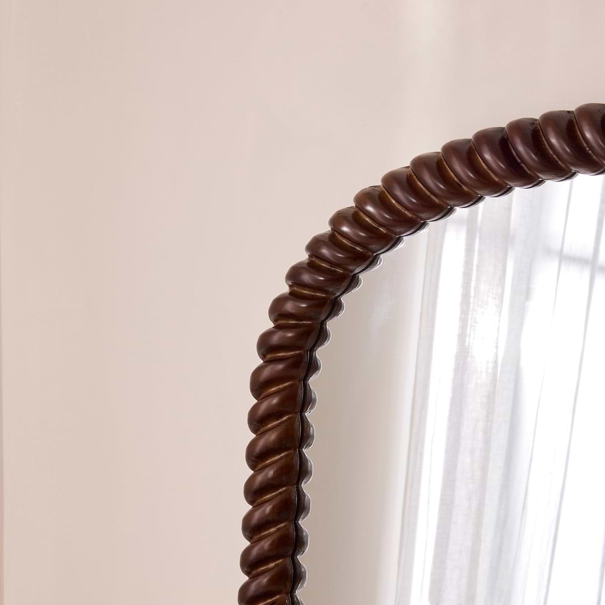 Cordelia - Dark Wood Rope Twist Full Length Arched Mirror 170cm x 80cm