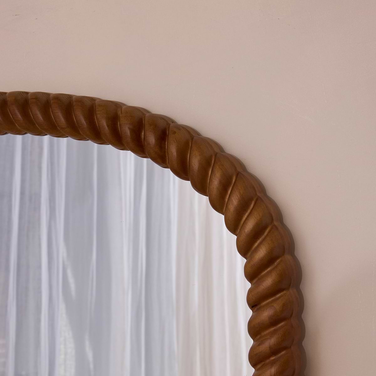 Cordelia - Warm Wood Rope Twist Full Length Arched Mirror 170cm x 80cm