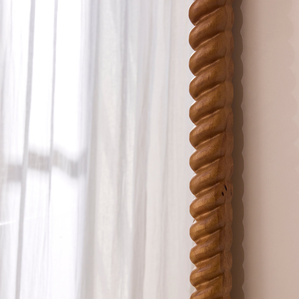 Cordelia - Warm Wood Rope Twist Full Length Arched Mirror 170cm x 80cm