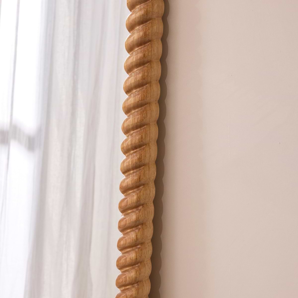 Cordelia - Light Wood Rope Twist Full Length Arched Mirror 170cm x 80cm