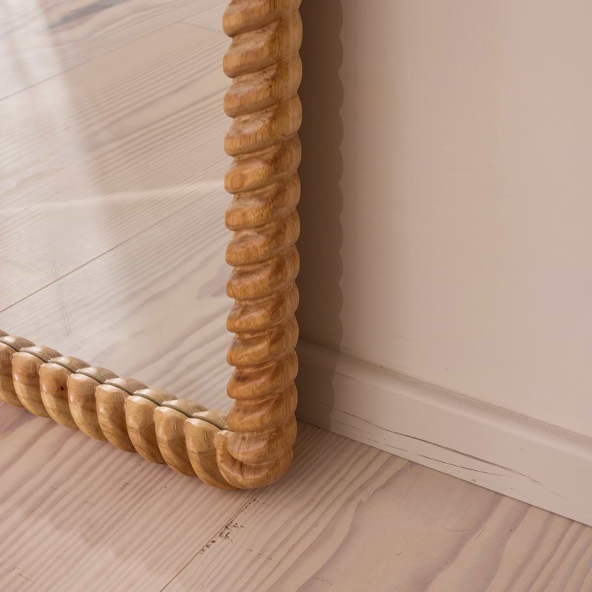 Cordelia - Light Wood Rope Twist Full Length Arched Mirror 170cm x 80cm
