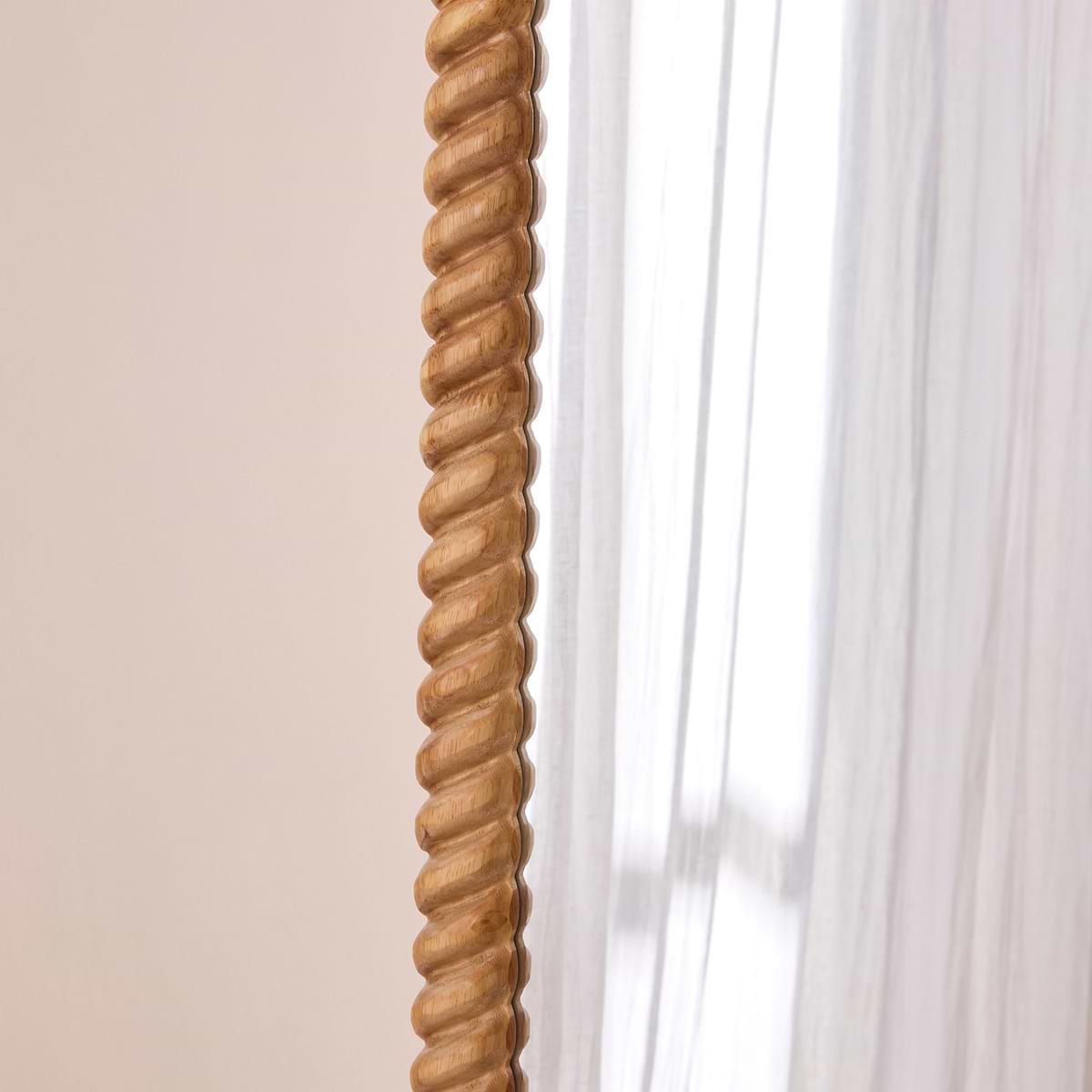 Cordelia - Light Wood Rope Twist Full Length Arched Mirror 170cm x 80cm