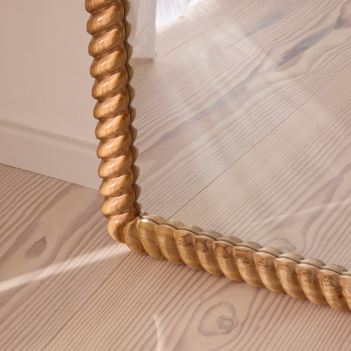 Cordelia - Light Wood Rope Twist Full Length Arched Mirror 170cm x 80cm