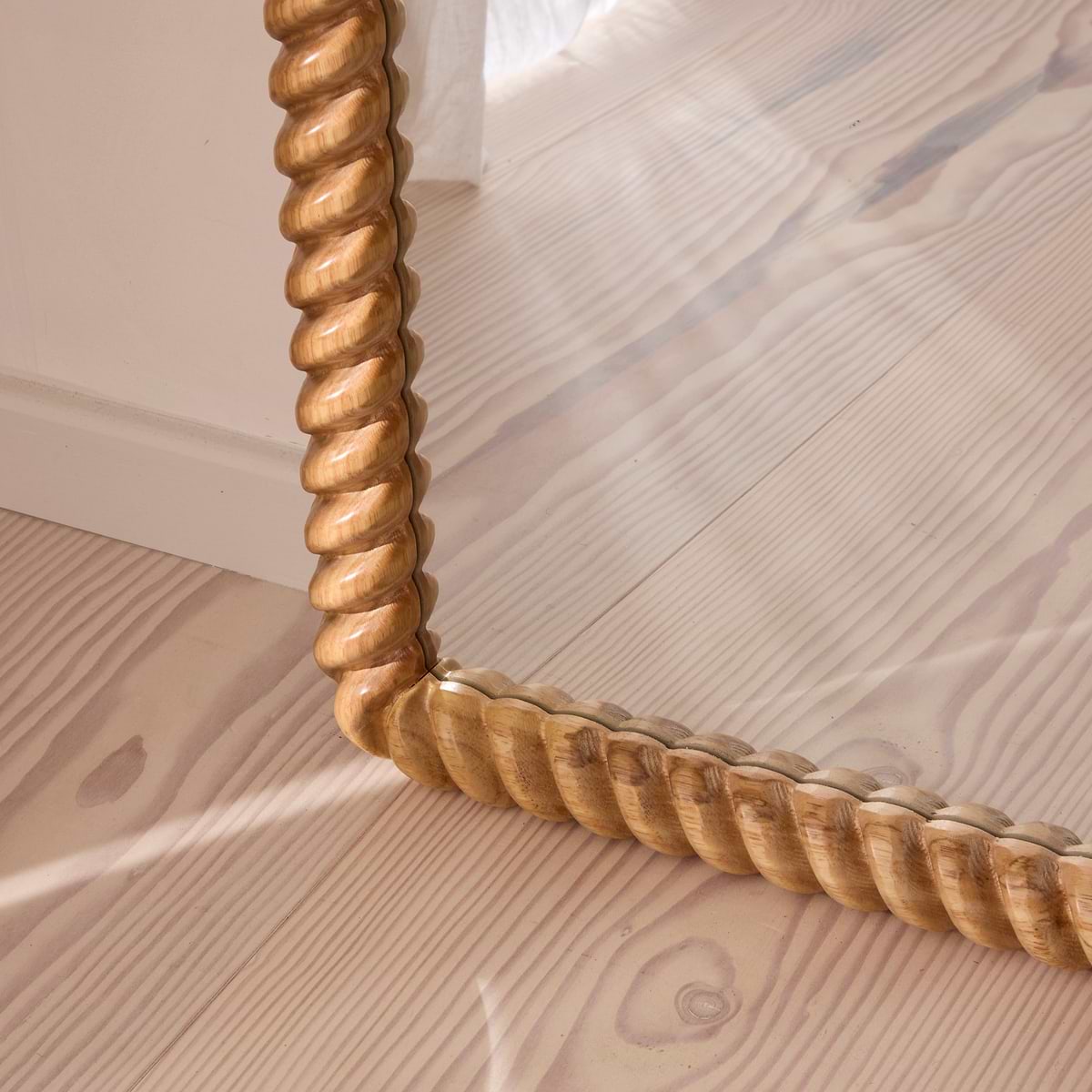 Cordelia - Light Wood Rope Twist Full Length Arched Mirror 170cm x 80cm