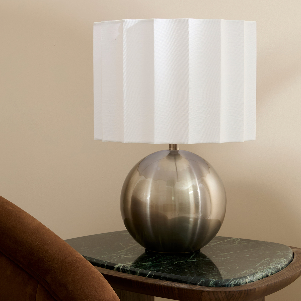 Caia - Brushed Steel Scallop Shade Table Lamp