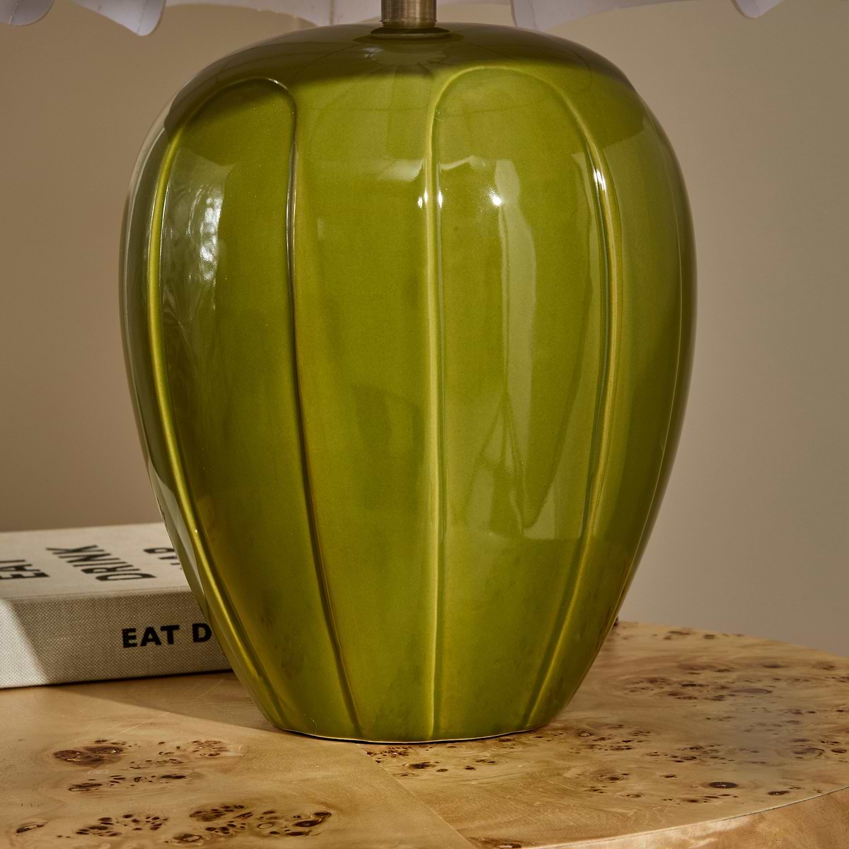 Orla - Olive Gloss Ceramic Scallop Shade Table Lamp