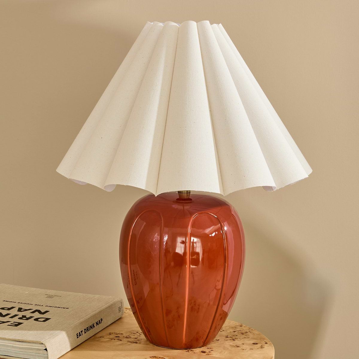 Orla - Terracotta Gloss Ceramic Scallop Shade Table Lamp