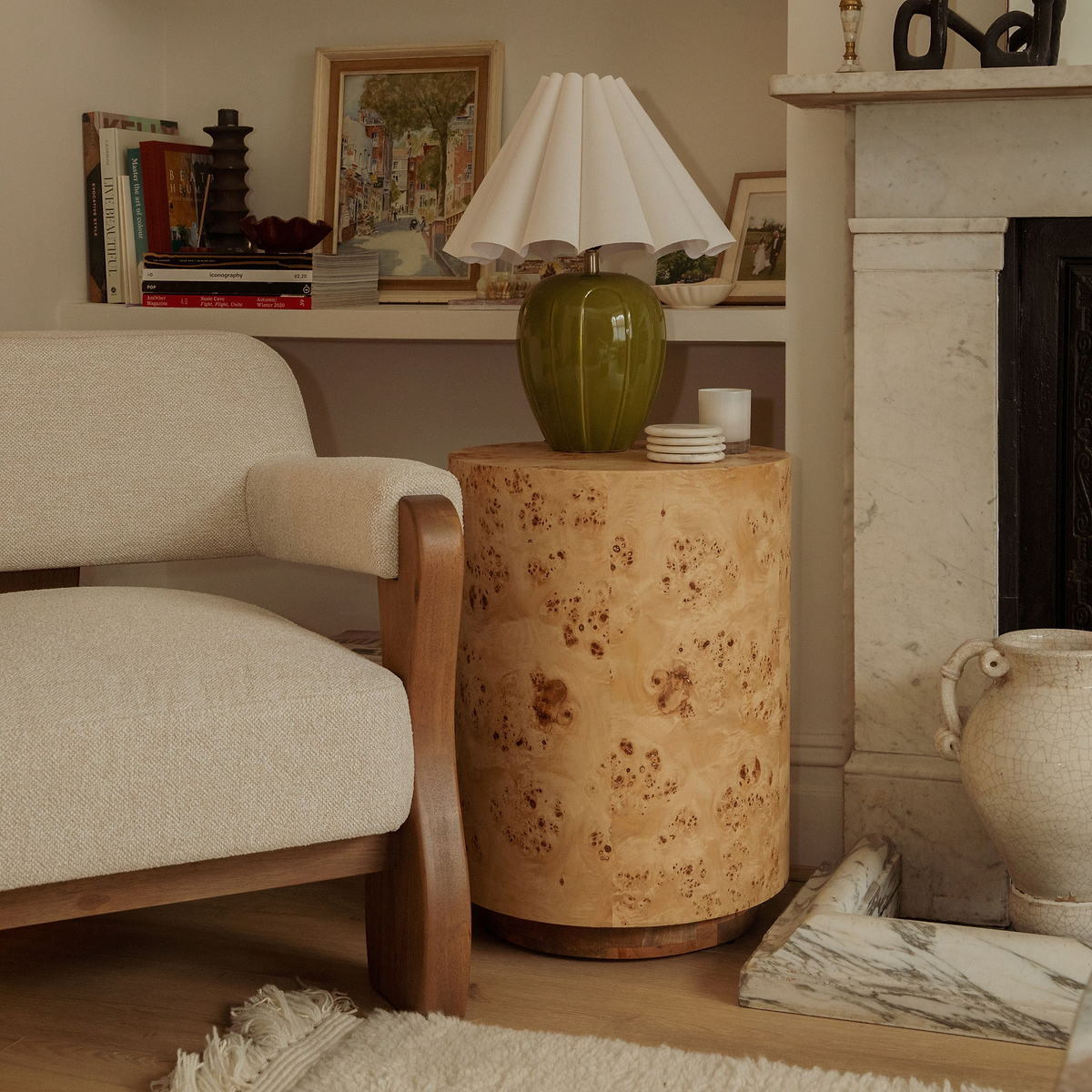 Arbour - Large Natural Burl Wood Premium Round Side Table