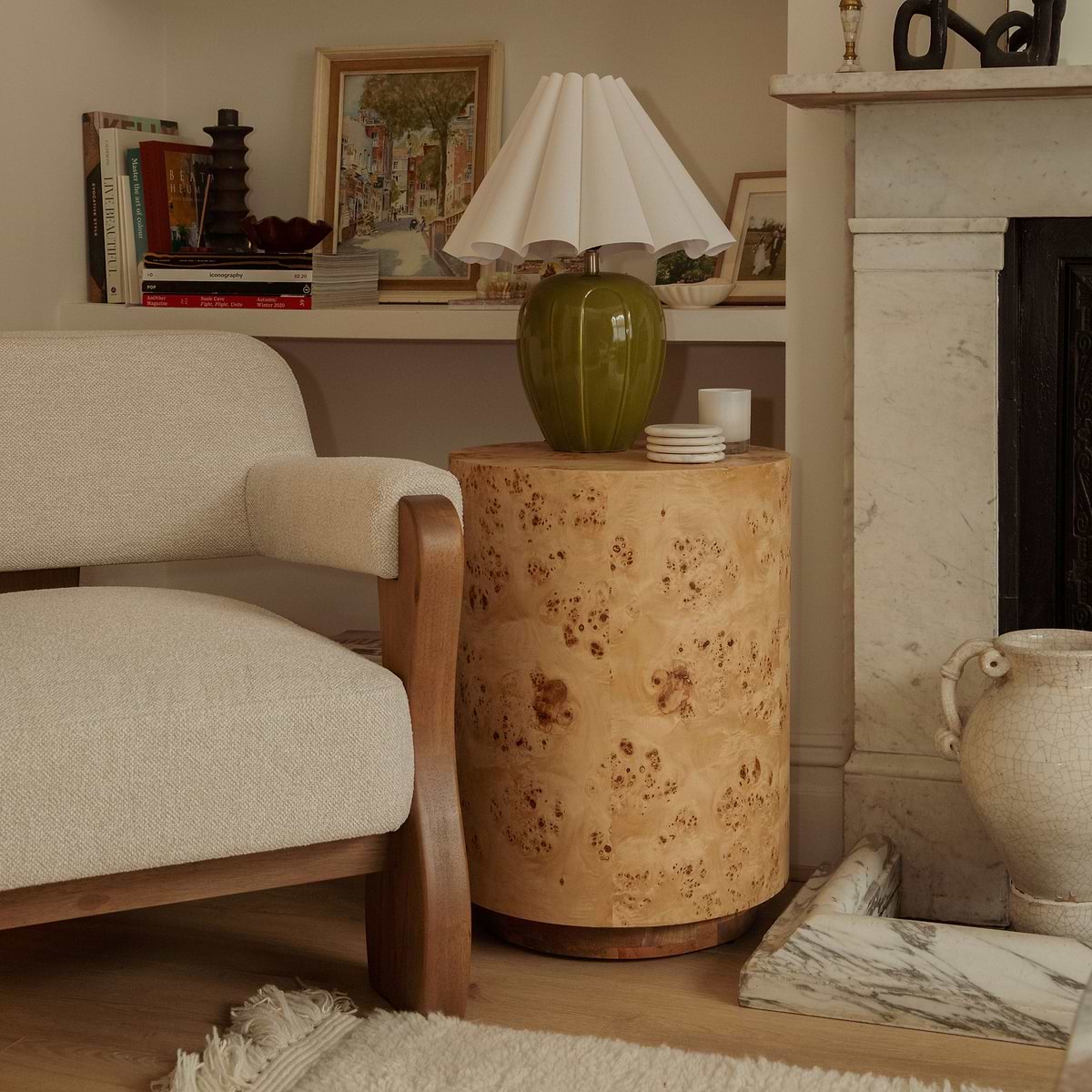 Arbour - Large Natural Burl Wood Premium Round Side Table