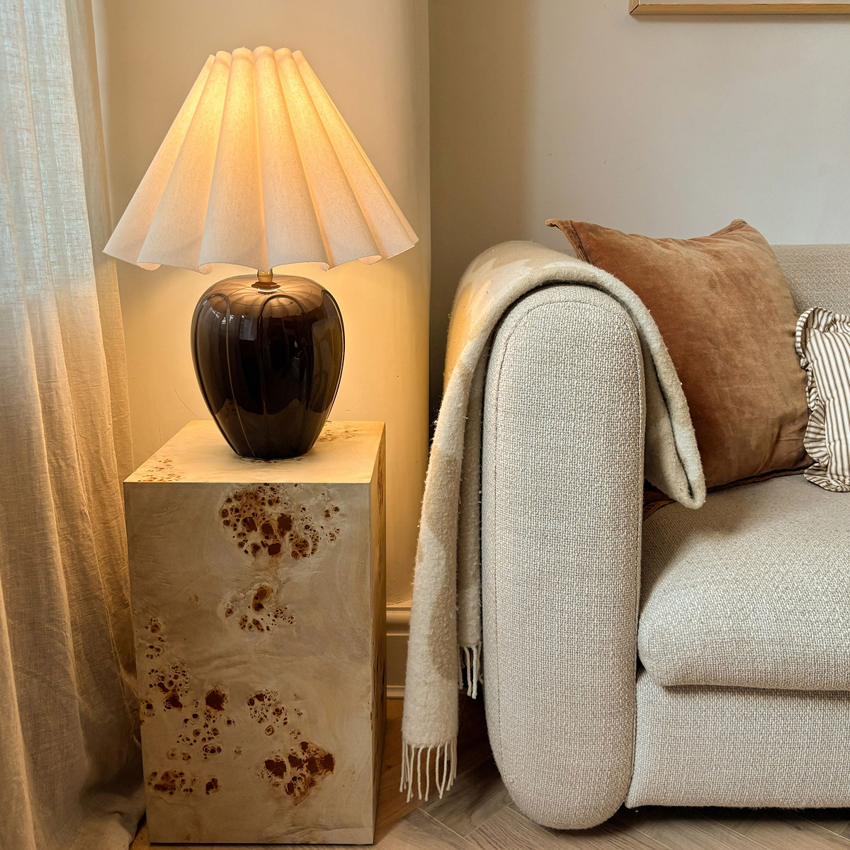 Willow - Natural Burl Wood Rectangular Side Table