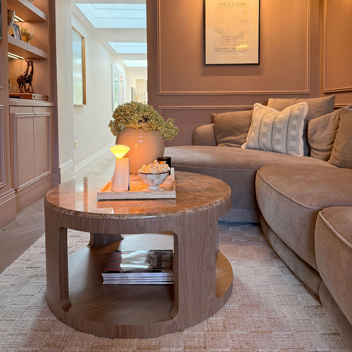 Milford - Light Emperador Round Washed Wood Coffee Table