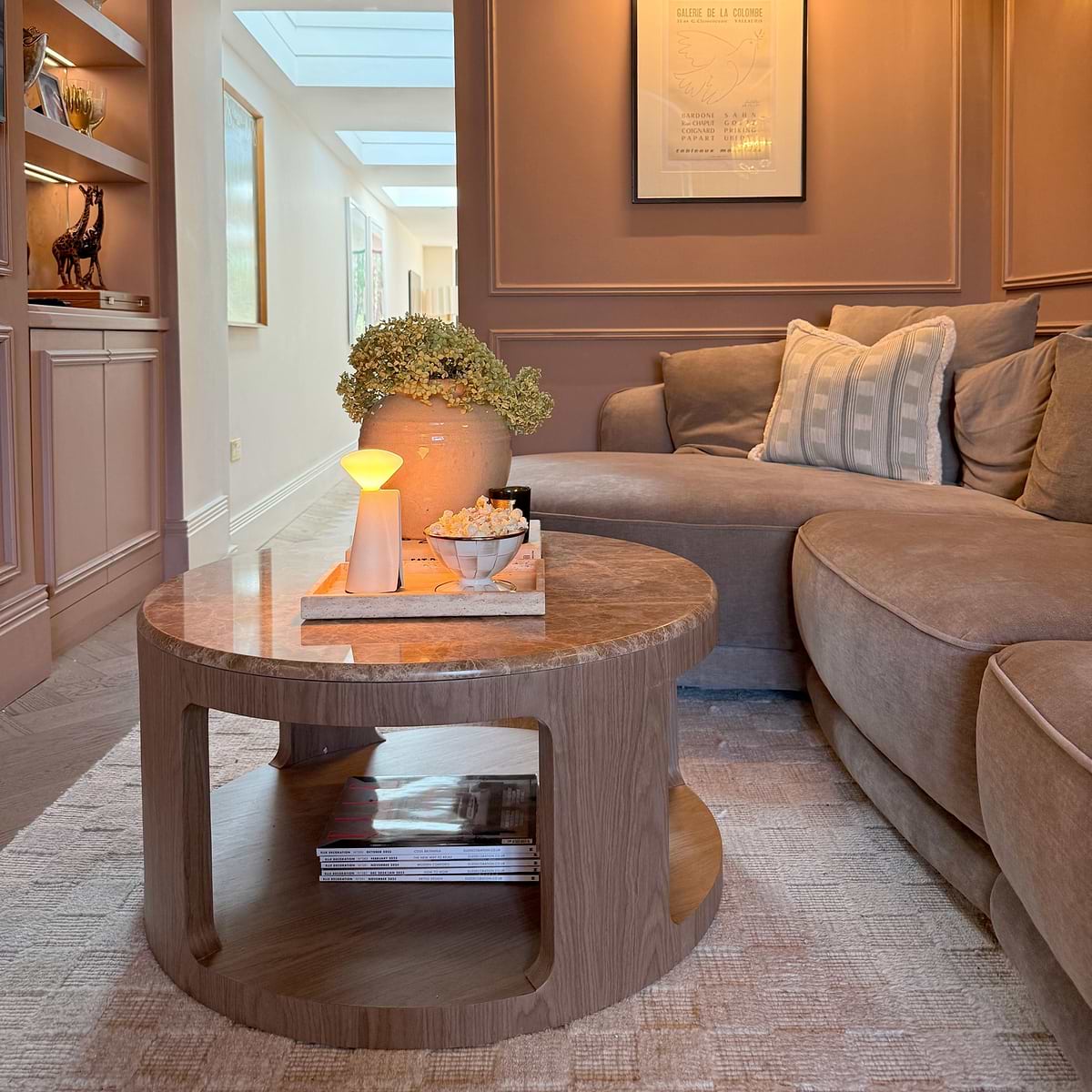 Milford - Light Emperador Round Washed Wood Coffee Table
