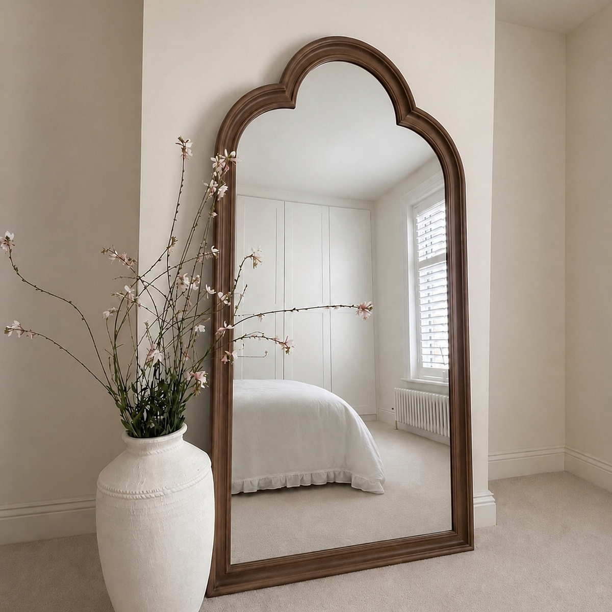 Melilla - Washed Wood Arched Full Length Mirror 170cm x 80cm