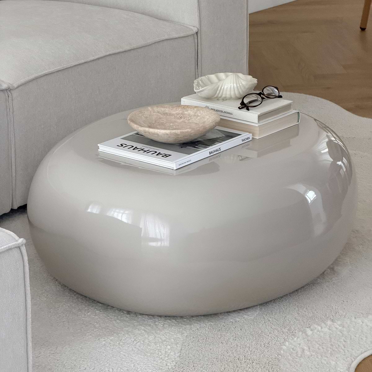 Rivington - High Gloss Ivory Large Pebble Coffee Table