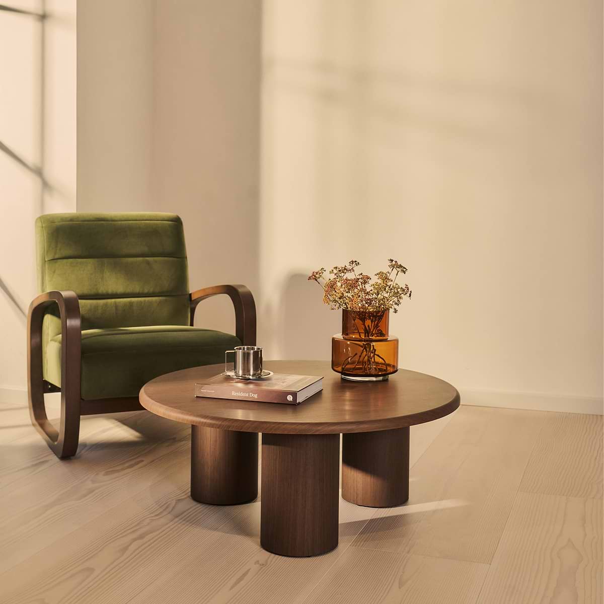 Alina - Dark Wood Round Large Wooden Coffee Table
