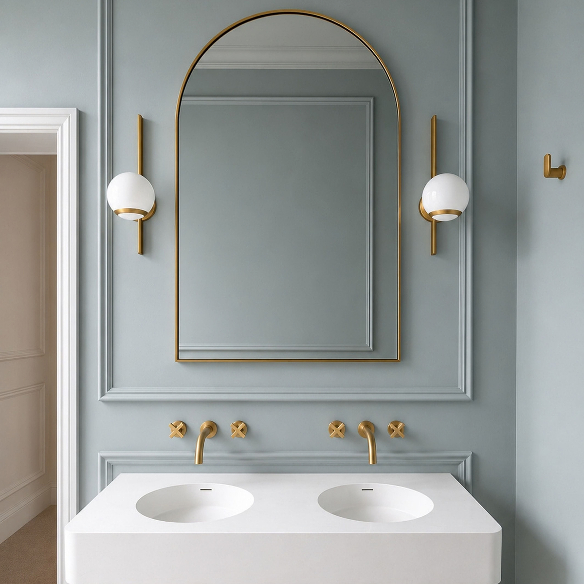 Liberty - Gold Arched Metal Overmantle Mirror 120cm x 90cm