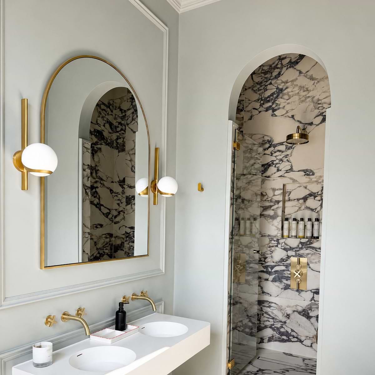 Liberty - Gold Arched Metal Overmantle Mirror 120cm x 90cm