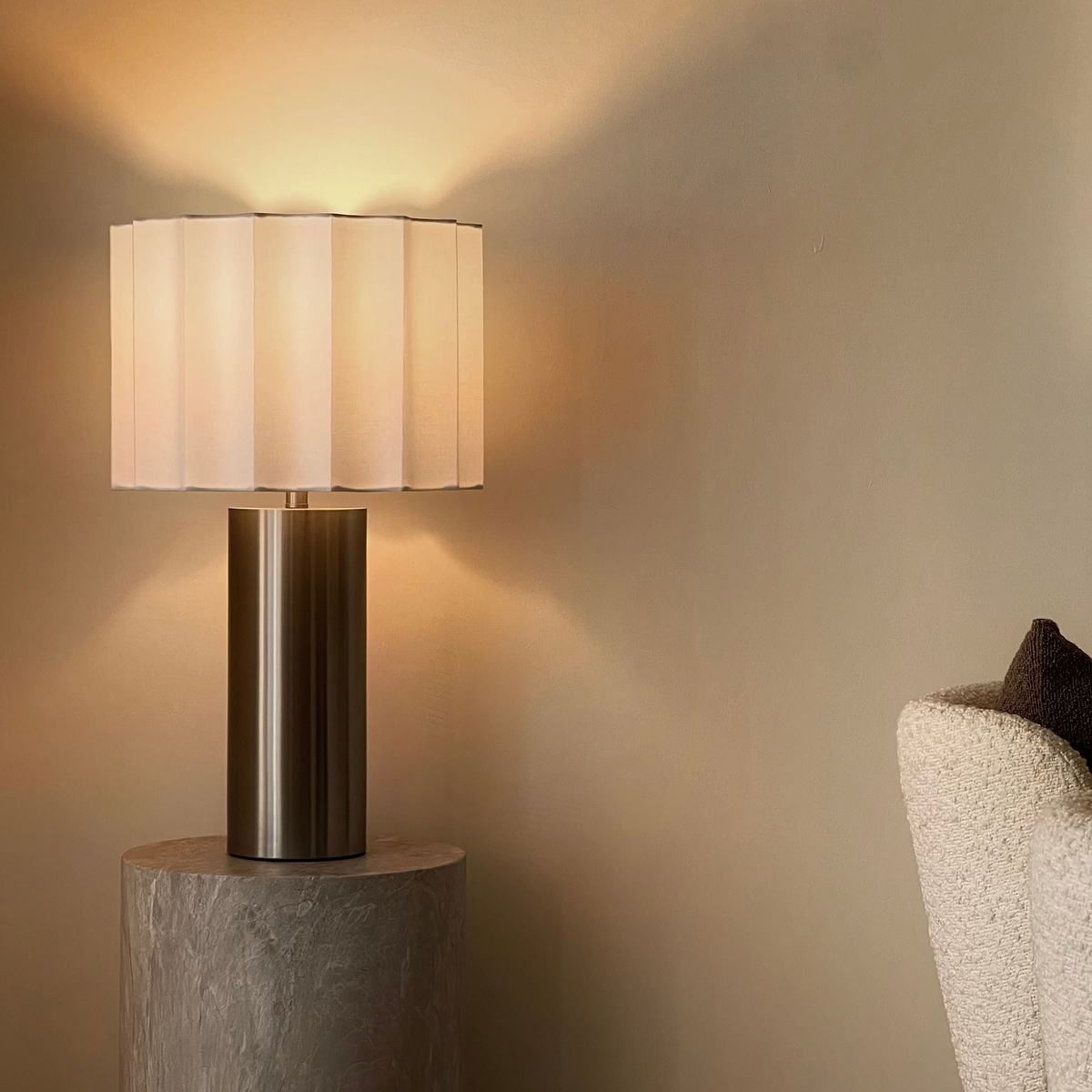 Castella - Brushed Steel Scallop Shade Table Lamp