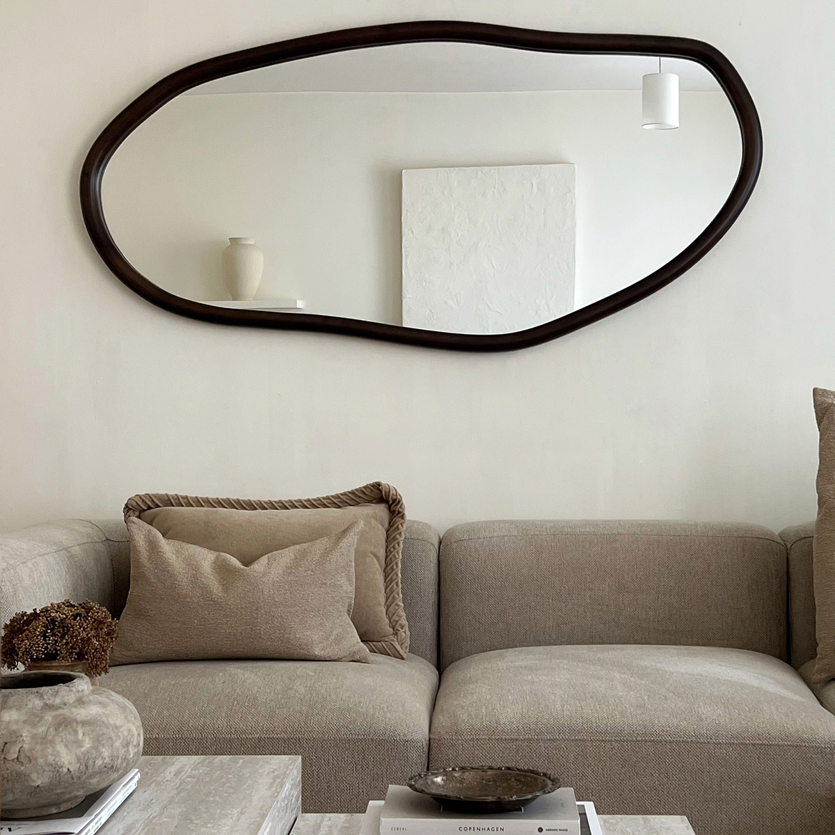 Aaliyah - Dark Wood Irregular Wall Mirror 150cm x 75cm