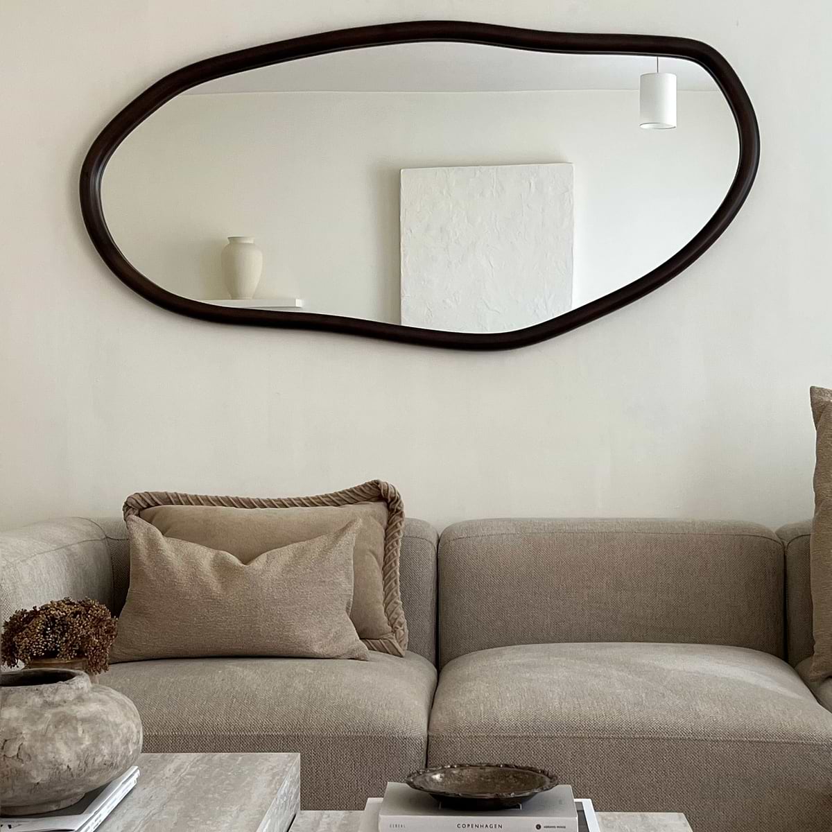 Aaliyah - Dark Wood Irregular Wall Mirror 150cm x 75cm