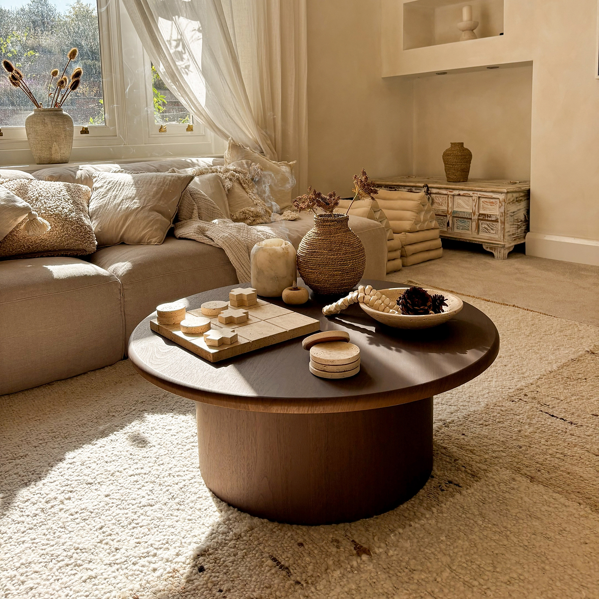 Madison - Large Dark Wood Round Wooden Coffee Table