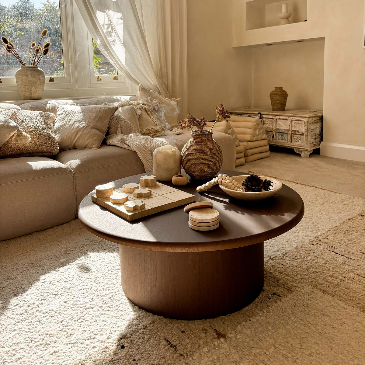 Madison - Large Dark Wood Round Wooden Coffee Table