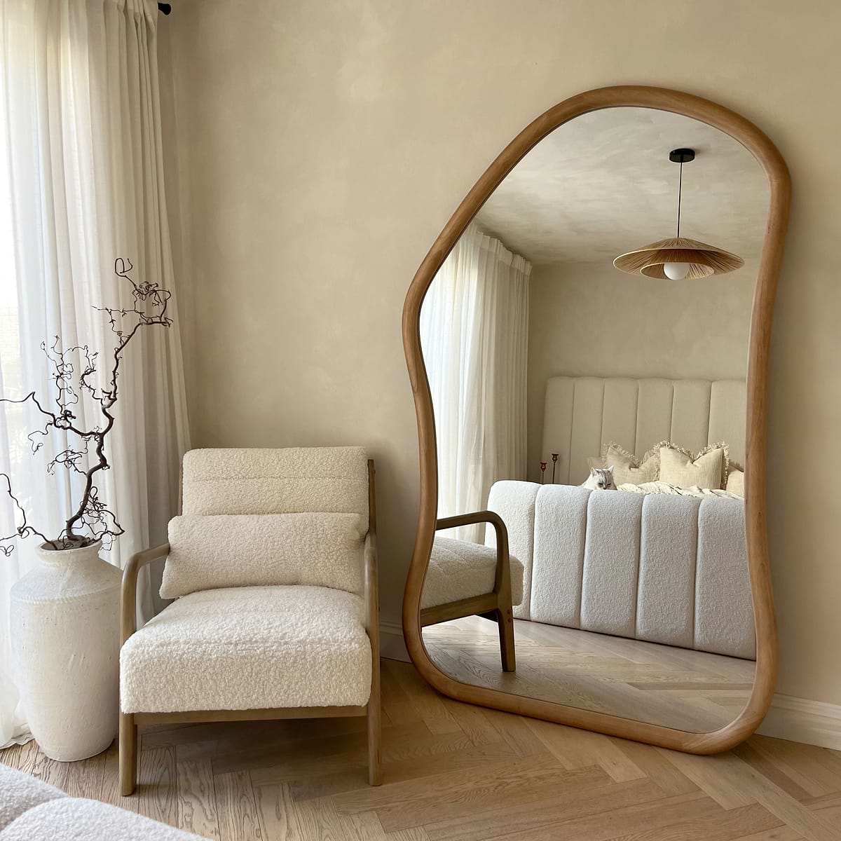 Aaliyah - Extra Large Full Length Warm Wood Irregular Mirror 180cm x 110cm