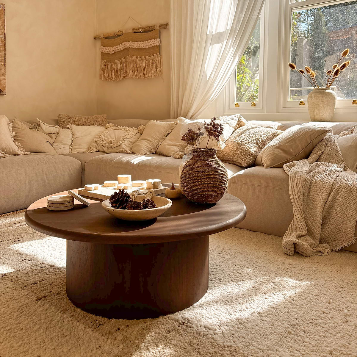 Madison - Large Dark Wood Round Wooden Coffee Table