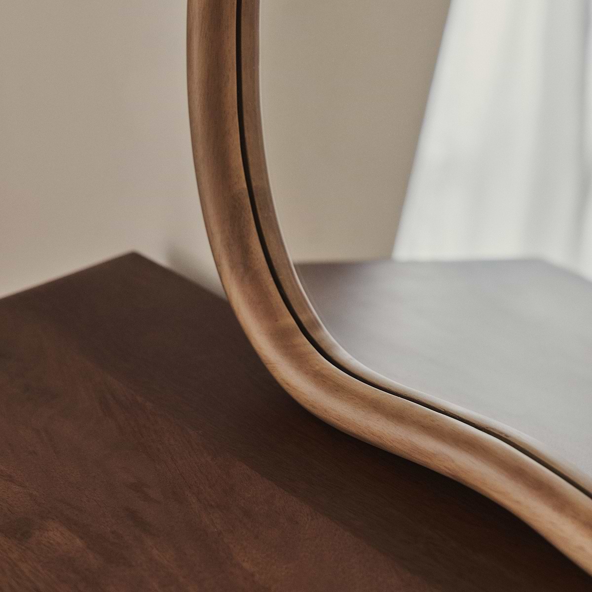 Aaliyah - Warm Wood Irregular Wall Mirror 42cm x 35cm