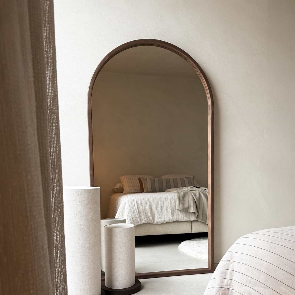 Arden Dark Full Length Arched Wooden Mirror 175cm x 95cm