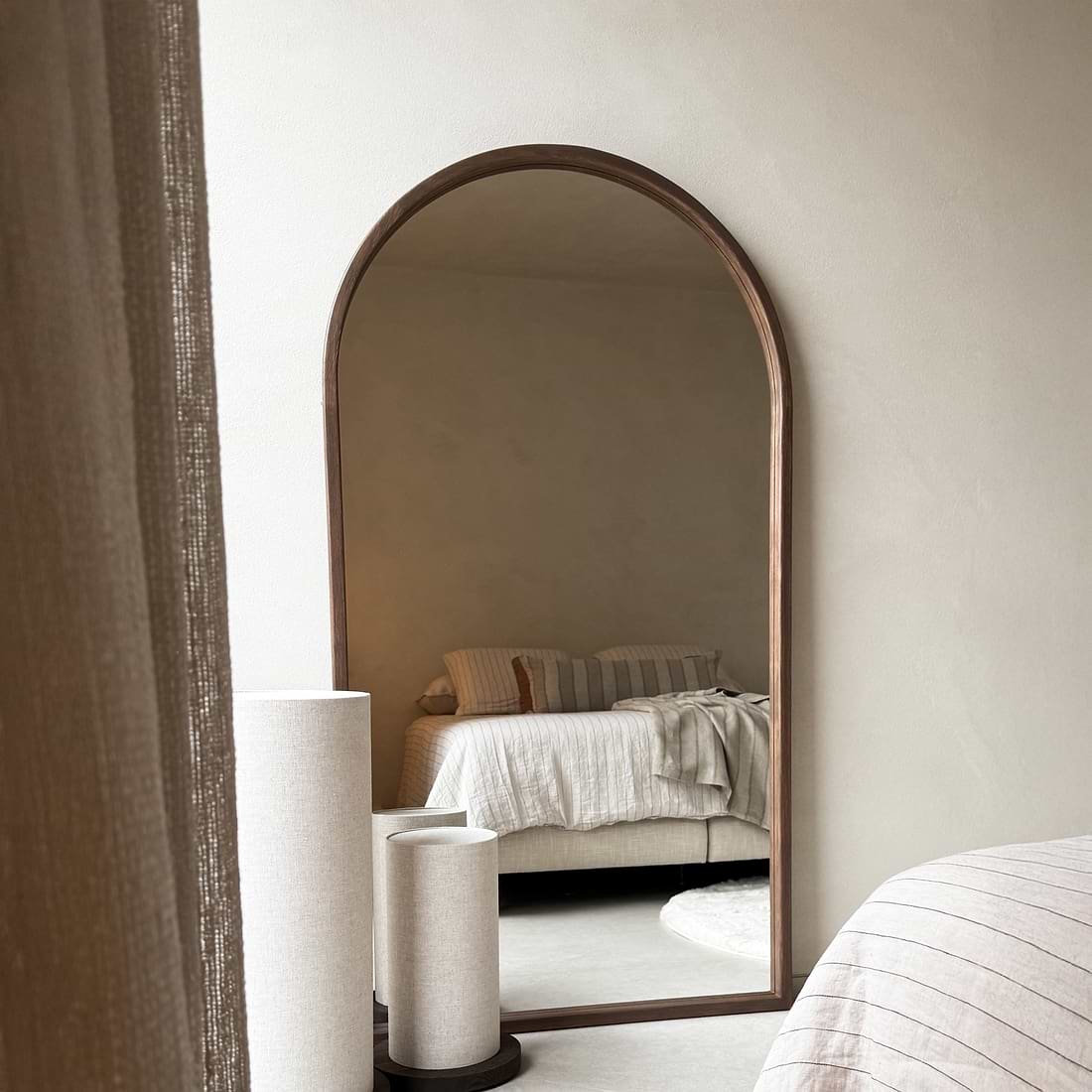 Arden Dark Full Length Arched Wooden Mirror 175cm x 95cm