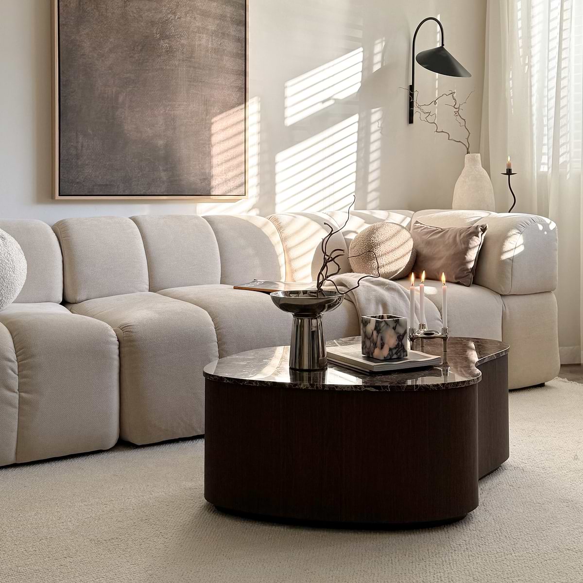 Arlo - Dark Emperador Irregular Dark Wood Premium Coffee Table