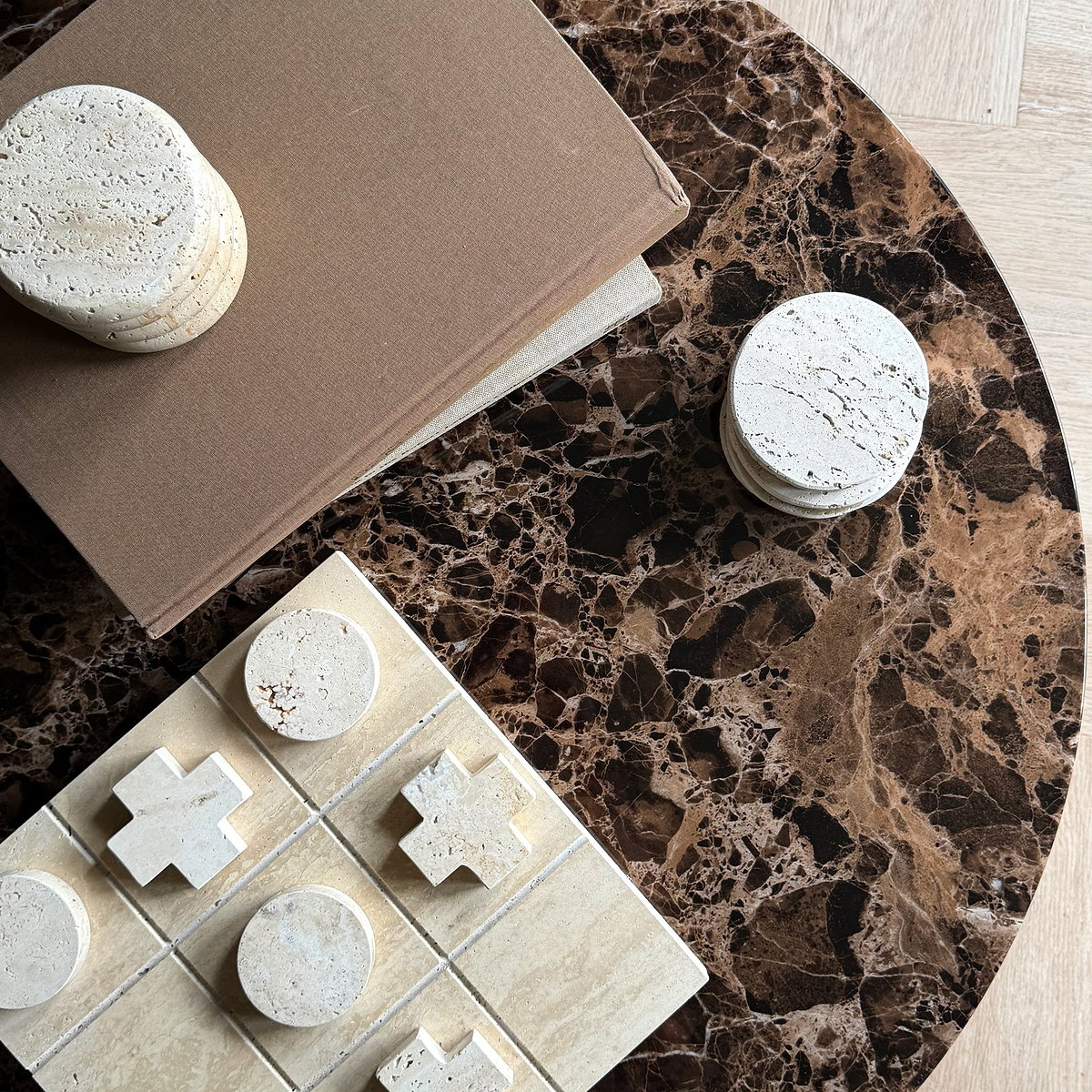 Atella - Dark Emperador Round Premium Solid Marble Coffee Table
