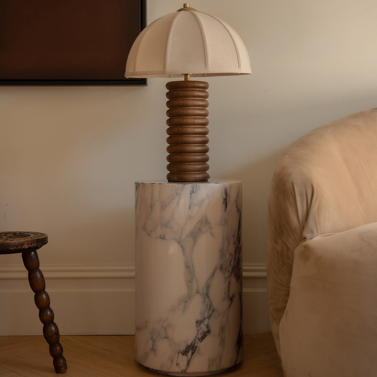 Odette - Dark Wood Dome Shade Table Lamp