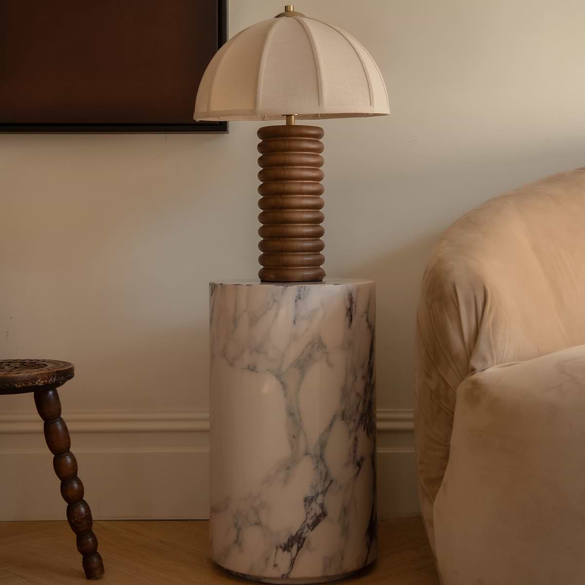 Odette - Dark Wood Dome Shade Table Lamp