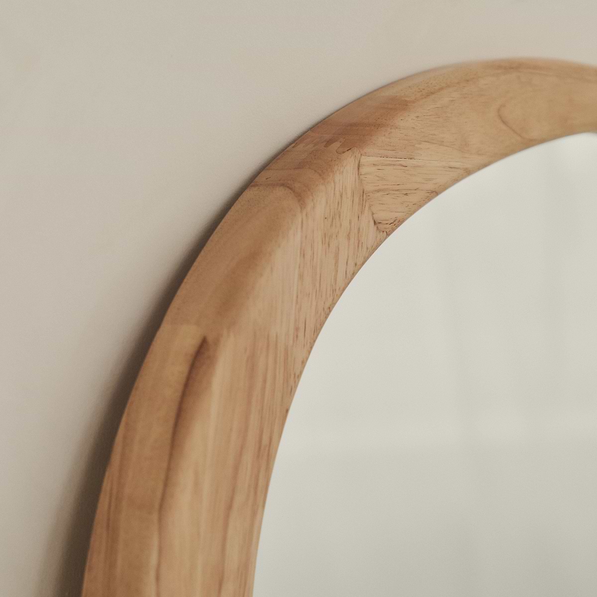 Arcurva - Large Overmantle Light Wood Irregular Mirror 130cm x 80cm