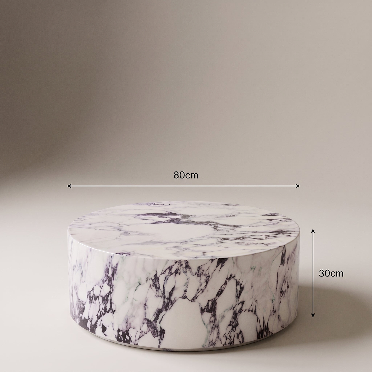 Atella - Arabescato Round Premium Solid Marble Coffee Table