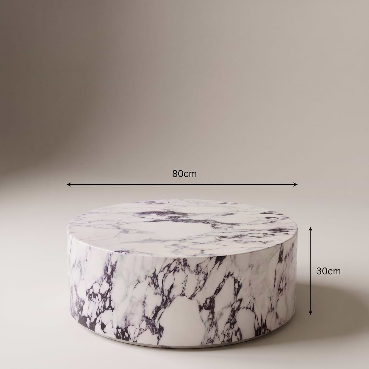 Atella - Arabescato Round Premium Solid Marble Coffee Table