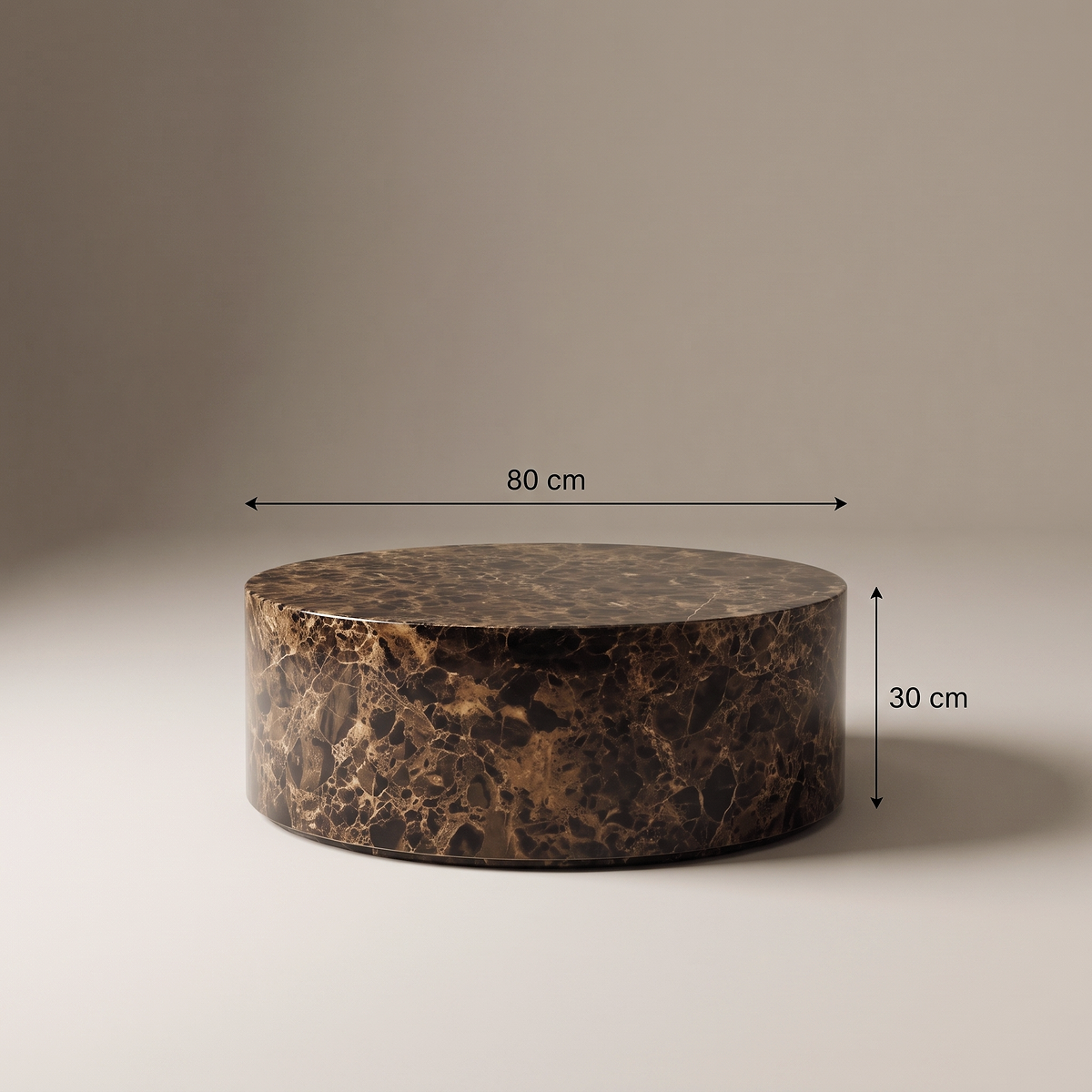 Atella - Dark Emperador Round Premium Solid Marble Coffee Table