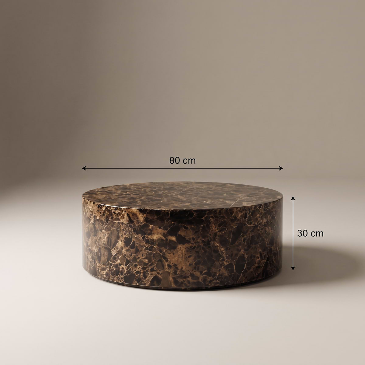 Atella - Dark Emperador Round Premium Solid Marble Coffee Table