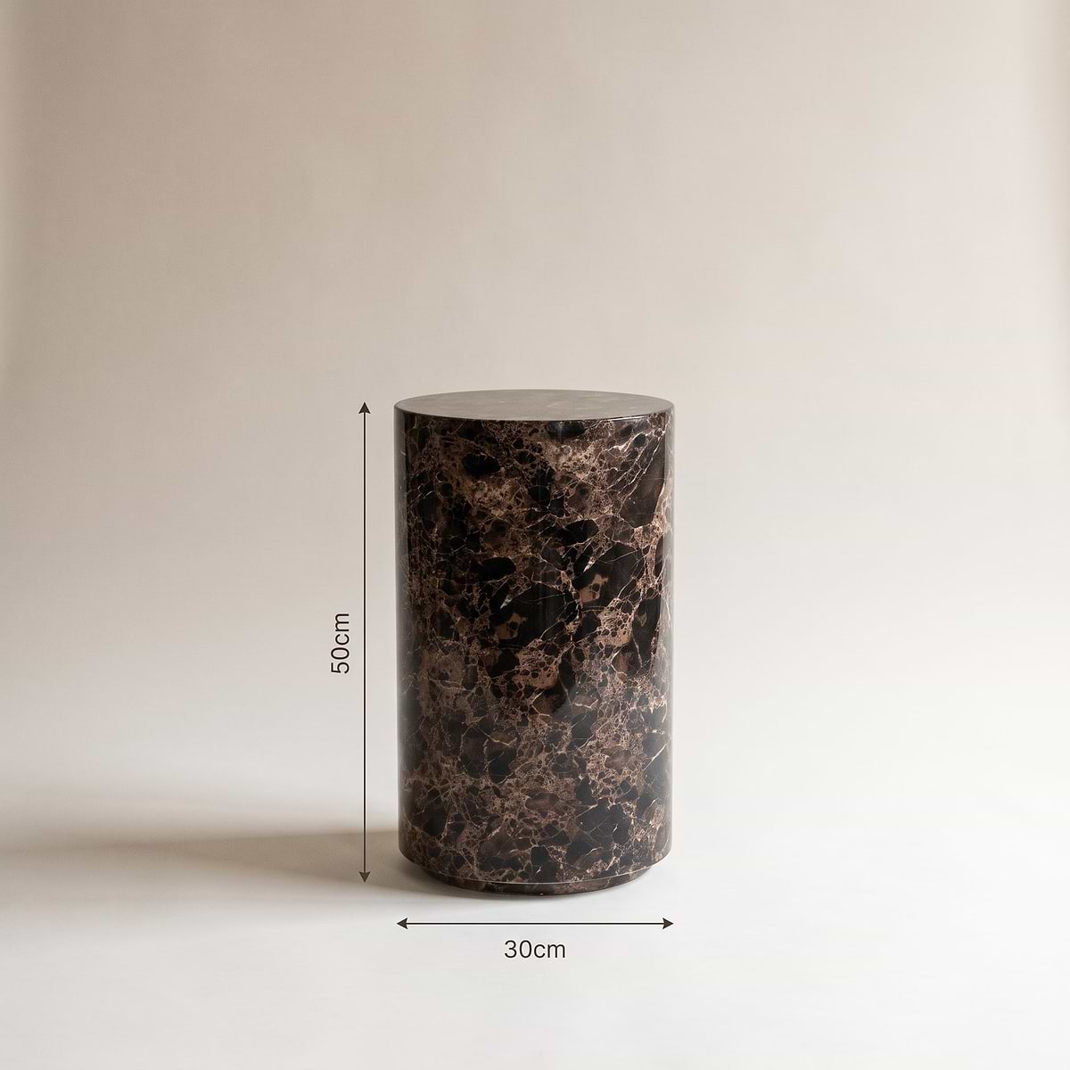 Atella - Dark Emperador Round Premium Solid Marble Side Table