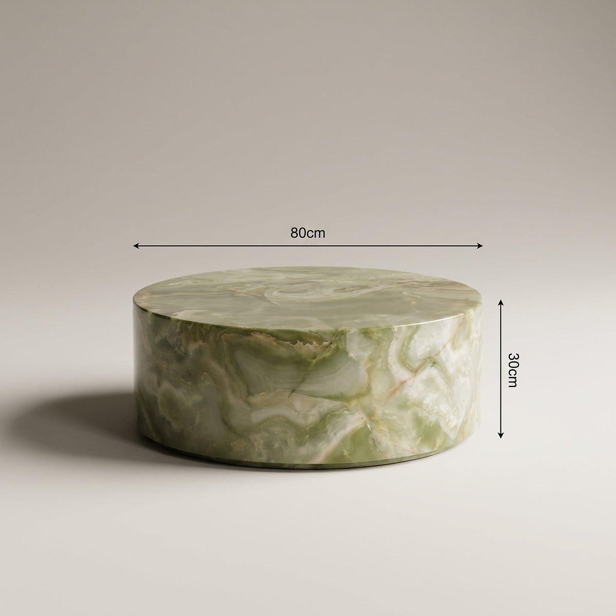Atella - Green Onyx Round Premium Solid Marble Coffee Table