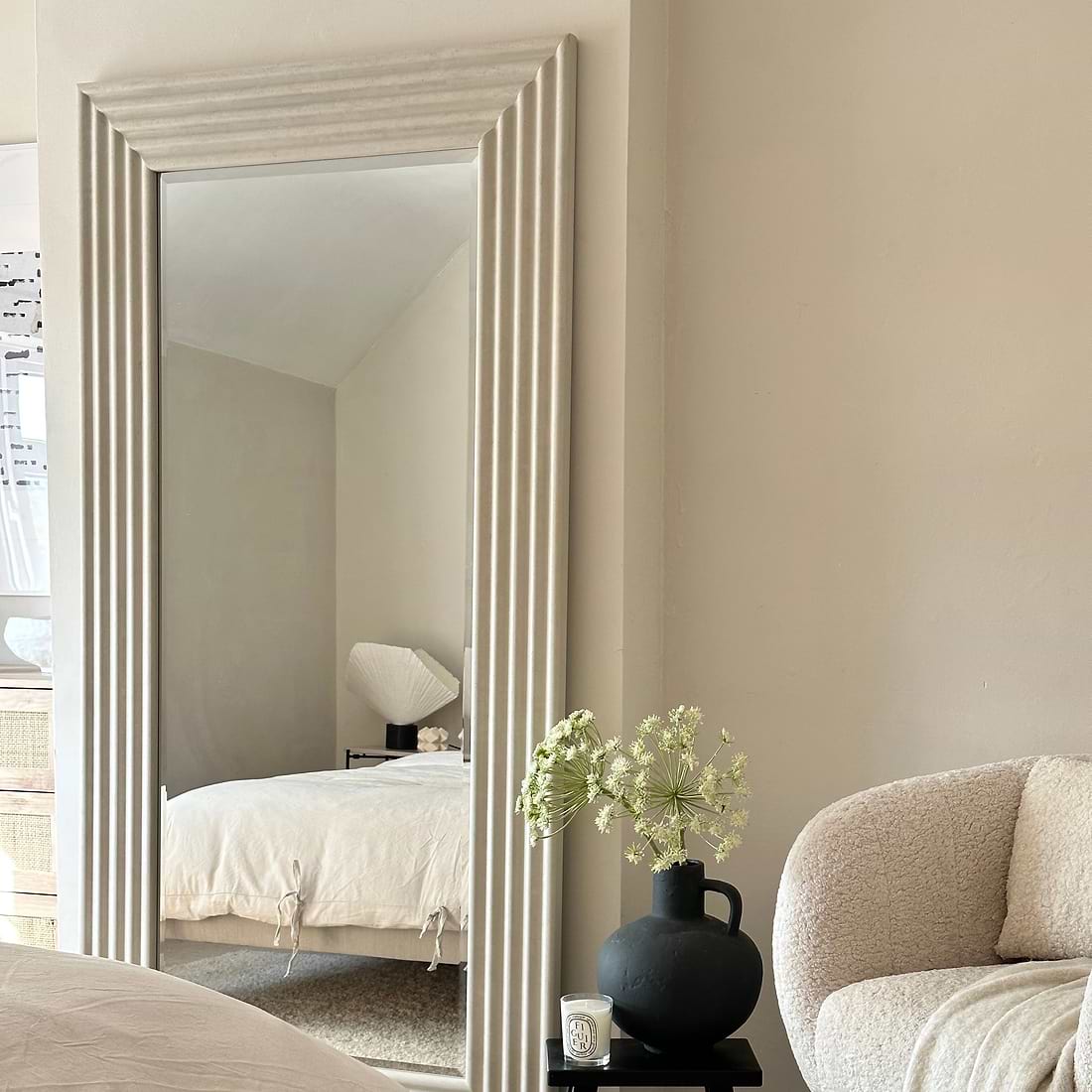 Aurora Full Length Ribbed Concrete Mirror 180cm x 90cm