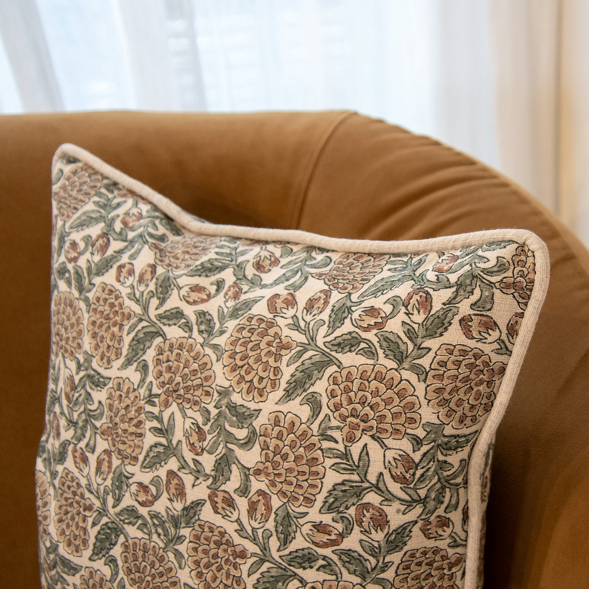 Erisha - Teal Printed Fabric Cushion
