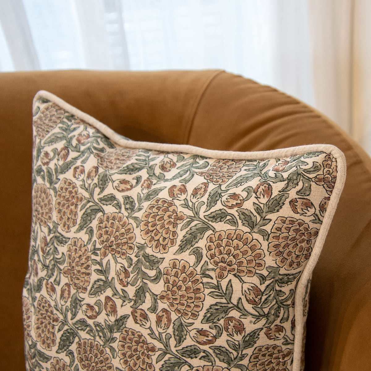 Erisha - Teal Printed Fabric Cushion