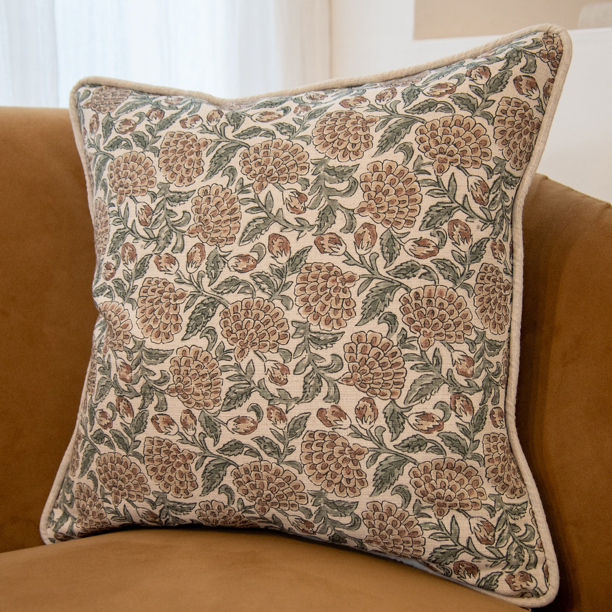 Erisha - Teal Printed Fabric Cushion