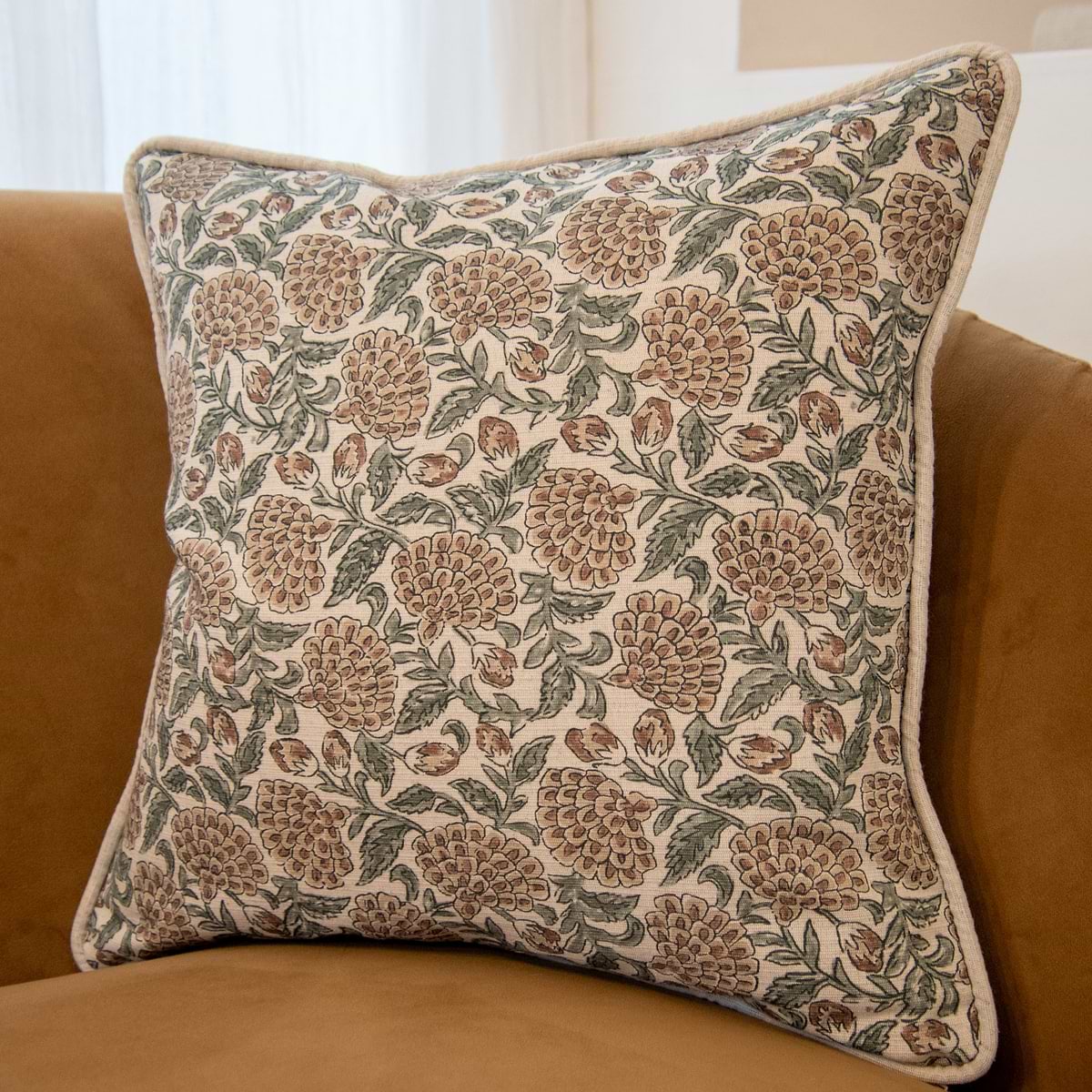 Erisha - Teal Printed Fabric Cushion
