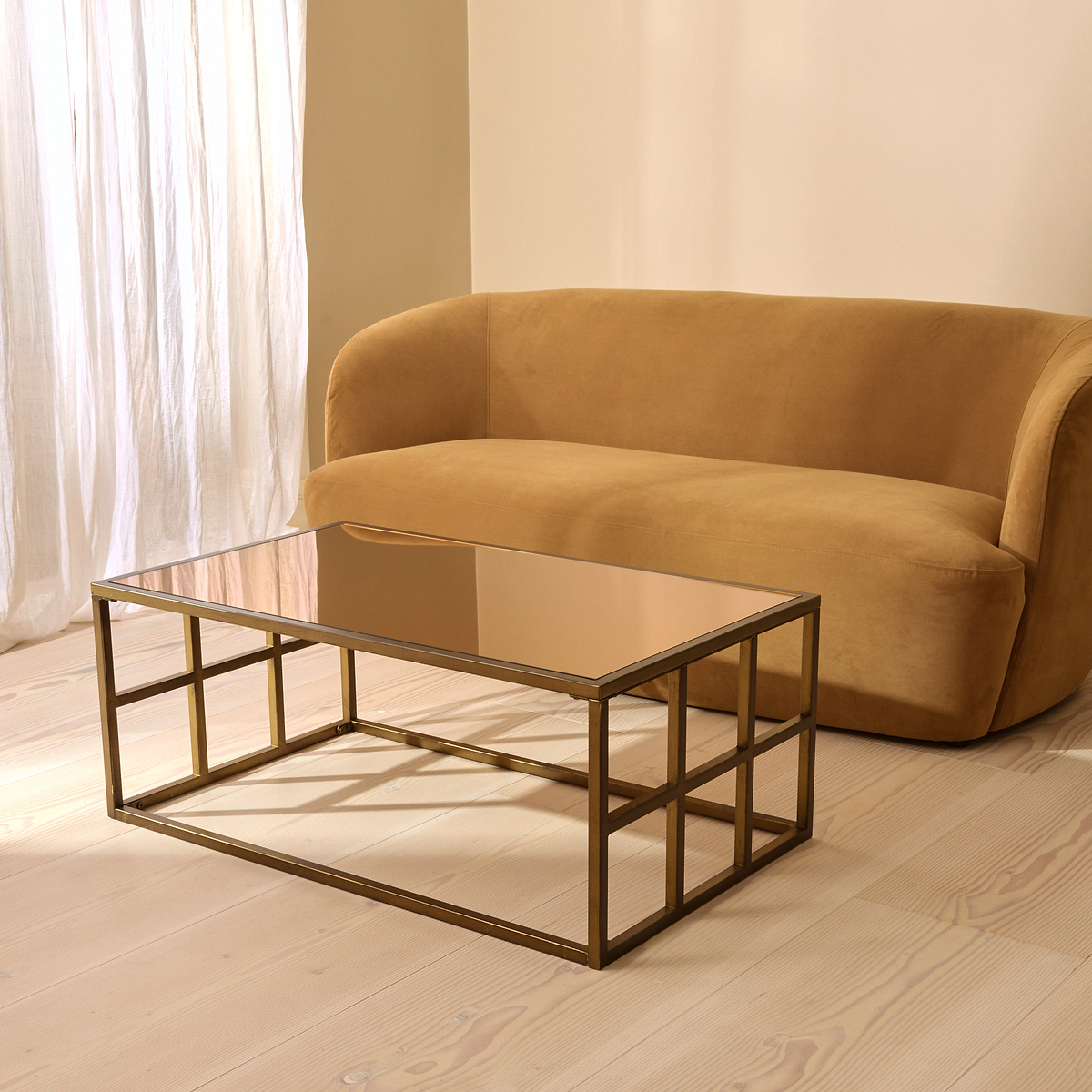 Brooklyn - Antique Bronze Large Rectangle Mirrored Coffee Table