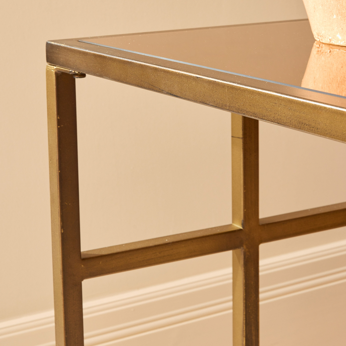 Brooklyn - Antique Bronze Rectangle Mirrored Side Table